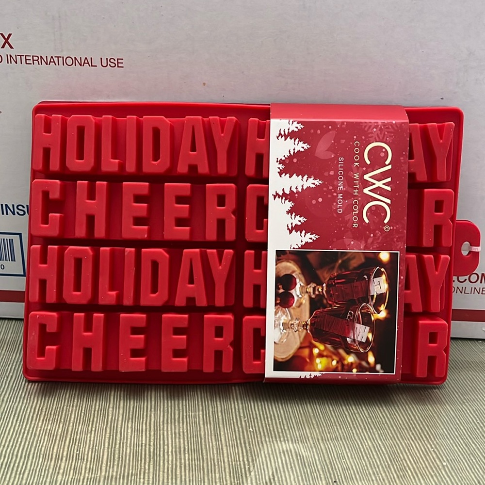 NIB CWC “Holiday” “Cheer” Silicone ice cube tray for cocktails and more!